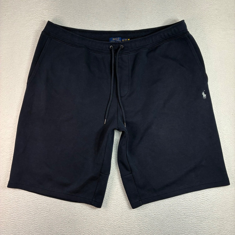 Polo Ralph Lauren Sweat Shorts Men 2XLT Blue Fleece Double Knit Tall Drawstring